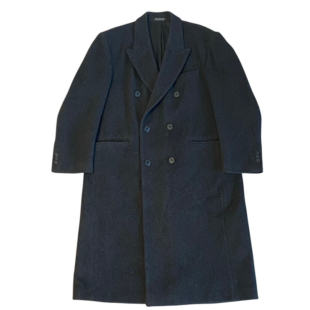 Ron Chereskin Double Breasted Overcoat Dark Gray Wool Cashmere Blend